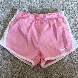 Nike Women's Light Pink and White Athletic Shorts